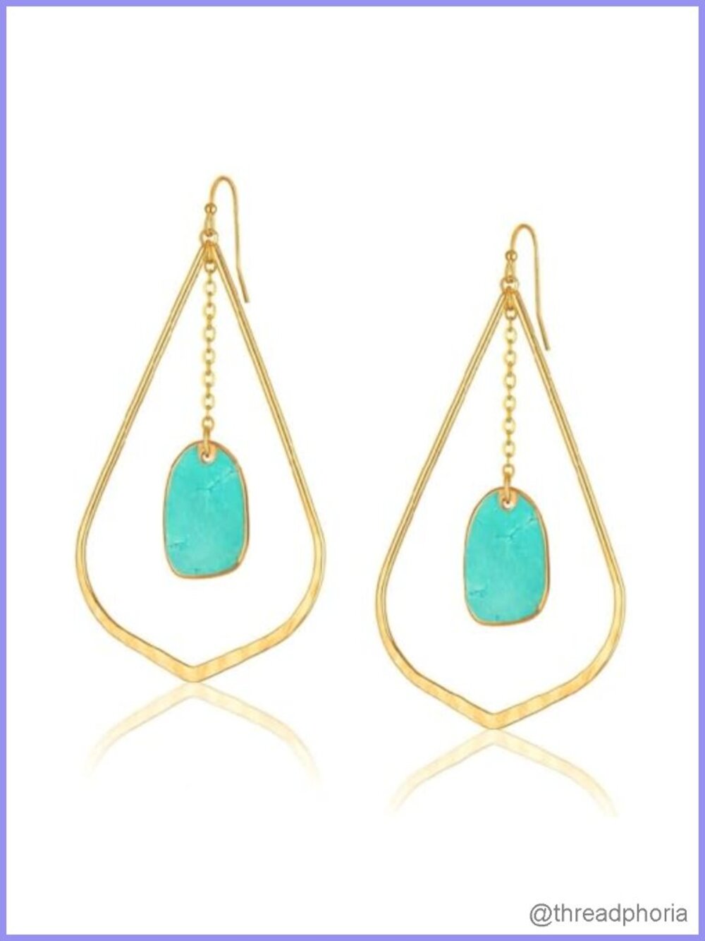 Gold Plated Teardrop Turquoise Dangle Earrings Hypoallergenic 14K